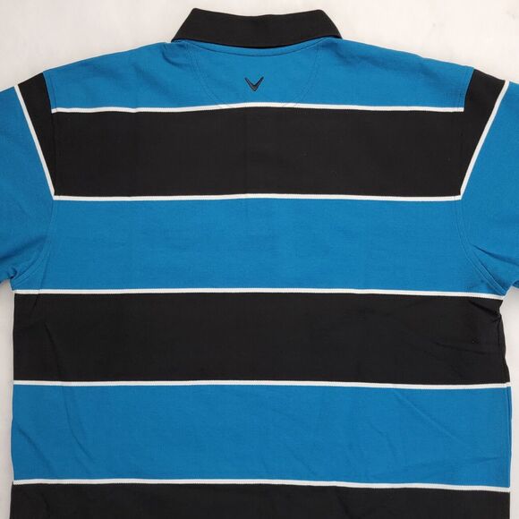 Callaway Mens Golf Polo Shirt Sz M Black Turquoise Pique Cotton Short Sleeve New - Picture 8 of 16